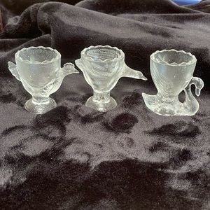 4 vintage glass egg cups
